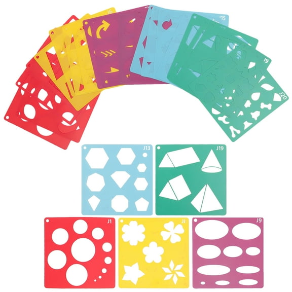 HOMEMAXS  20 Sheets Art Stencils for Kids Hollow Pattern Washable Flexible Child