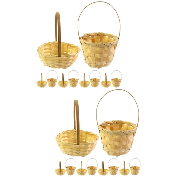 HOMEMAXS 20 pcs Mini Woven Baskets with Handles Tiny Handheld Baskets Mini House Baskets