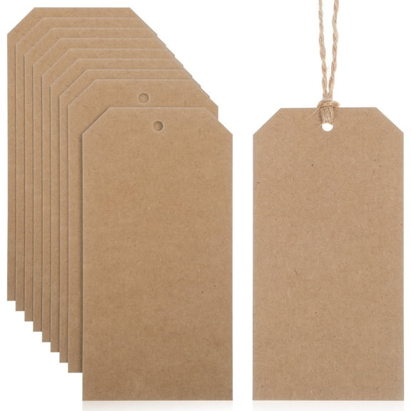 HOMEMAXS 200 Pcs Kraft Paper Key Tags with Labels Brown Wire Cable Clips Clothing