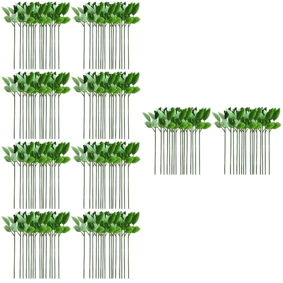 200 pcs Floral Stem with Leaves Artificial Rose Wire Flower Bouquet Stem Branch for Flower Arrangements DIY Crafts Wedding Birthday Party Decoration