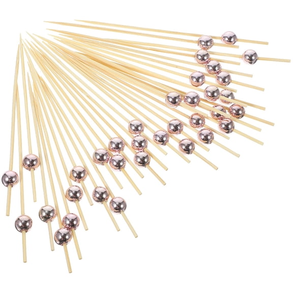 HOMEMAXS 200Pcs Decorative Bamboo Cocktail Picks for Appetizers and Desserts Rosy Color Synthetic Material