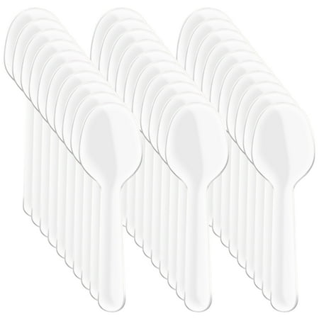 200 Pcs Clear Disposable Plastic Spoons Teaspoons for Dessert Ice Cream Tableware Utensils Cutlery Party Supplies