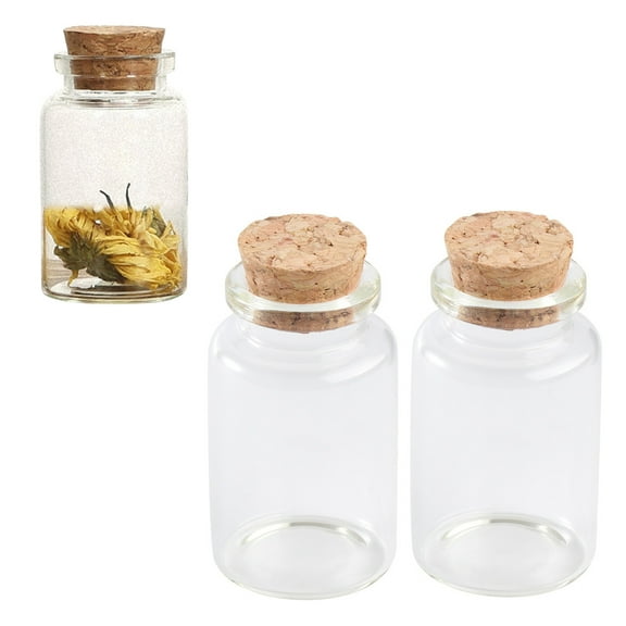 Tineasur 20Pcs Transparent Glass Bottles with Cork for Filling Sand Acrylic Rocks and More