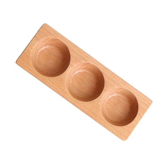 20x7.5cm Natural Wooden Snack 3 Grids Sauce Dishes Sauce Vinegar Seasoning Pickle Snack Small Dinner Plates Appetizers Serving Tray
