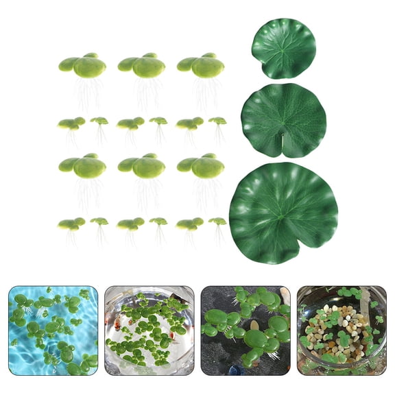 HOMEMAXS  21 Pcs Floating Pond Decoration Artificial Leaves Dark Green