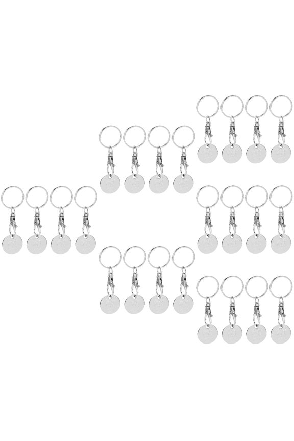 24 pcs  Grocery Cart Token Stainless Steel Trolley Token Keychain Trolley Token Keyring for Shopping