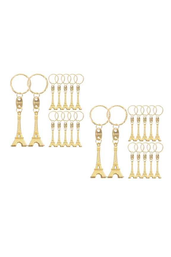 24 pcs Retro Keyring Eiffel Tower Key Chain Mini Keychain Pendant Decorations (Golden)