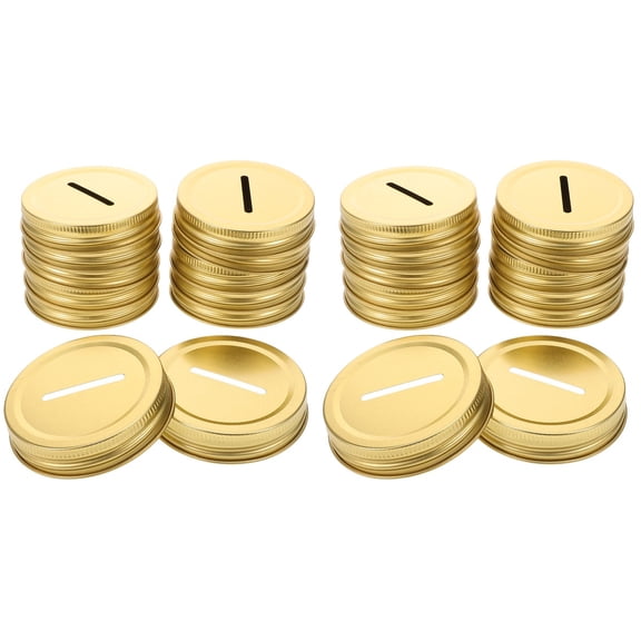 HOMEMAXS 24 pcs Tinplate Coin Slot Bank Lid Money Saving Jars Metal Coin Slot Lids Replacement