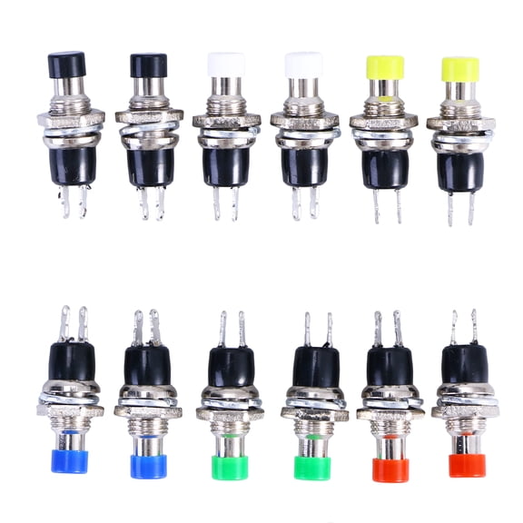 BEADCEST 24Pcs Spst Momentary Push Button Switch for Electrical Control in Cars Assorted
