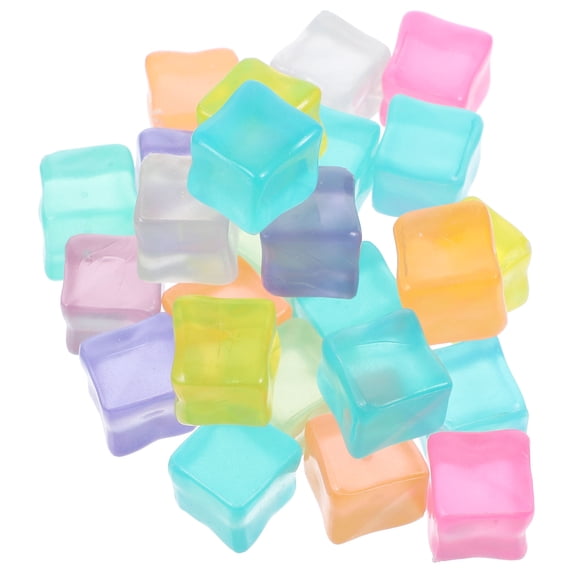 HOMEMAXS 25 Pcs Luminous Ice Cubes Shape Reusable Small Illuminated Blocks