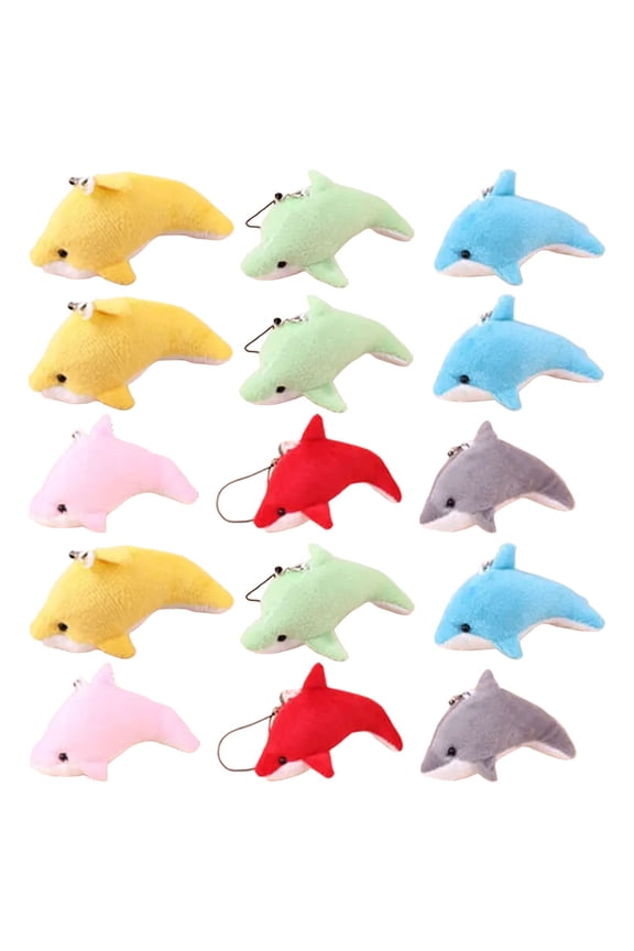 25 Pcs Mini Dolphin Plush Keychain Pendant Cartoon Hanging Pendants