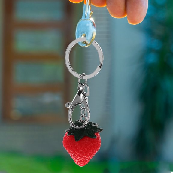 HOMEMAXS 2Pcs Strawberry Keychain Car Key Ring Key Holder Pendant Fruit Design Bag Hanging Decoration