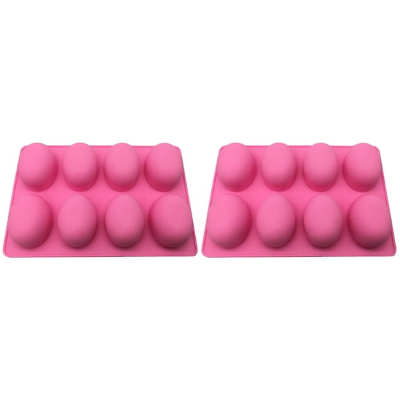 HOMEMAXS 2pcs 8 Cavities Oval Egg Shape Silicone Mold DIY Easter Eggs Cake Fondant Jelly Chocolate Dessert Mould Kitchen Baking Tool (Random Color)