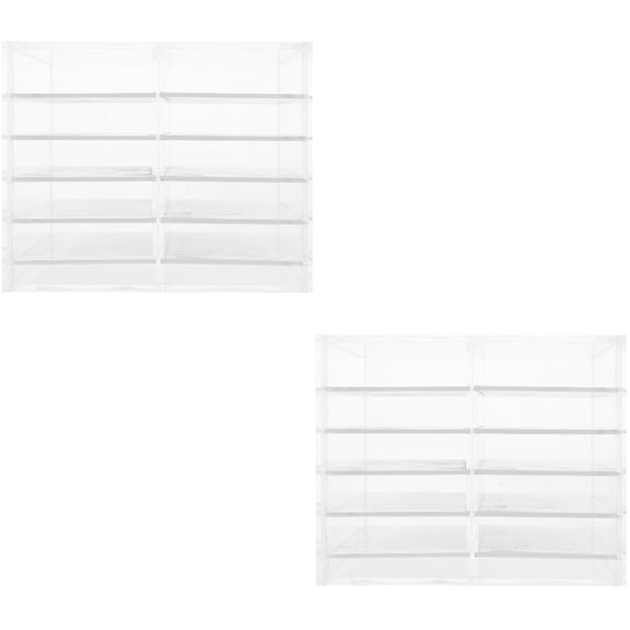 HOMEMAXS 2pcs Acrylic False Eyelashes Storage Case Multi Layers Eyelashes Storage Organizer Display Box