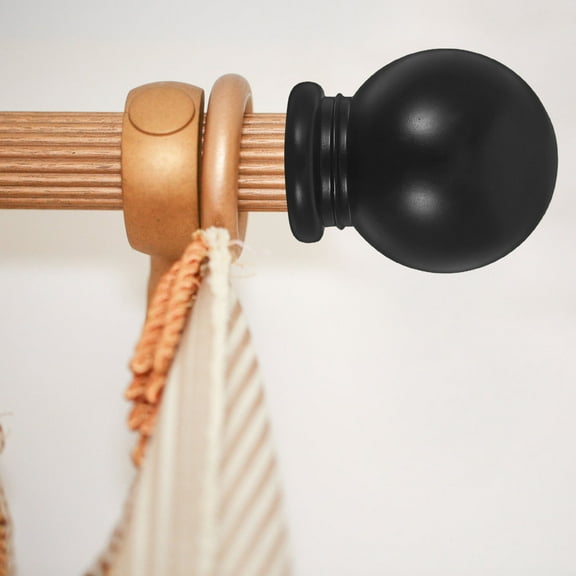 HOMEMAXS 2pcs Black Curtain Rod End Cap Ball Shape Curtain Rod Finials End Plastic Curtain Rod End Head Cap Replacement Finials Curtain Rod End Cap Decoration