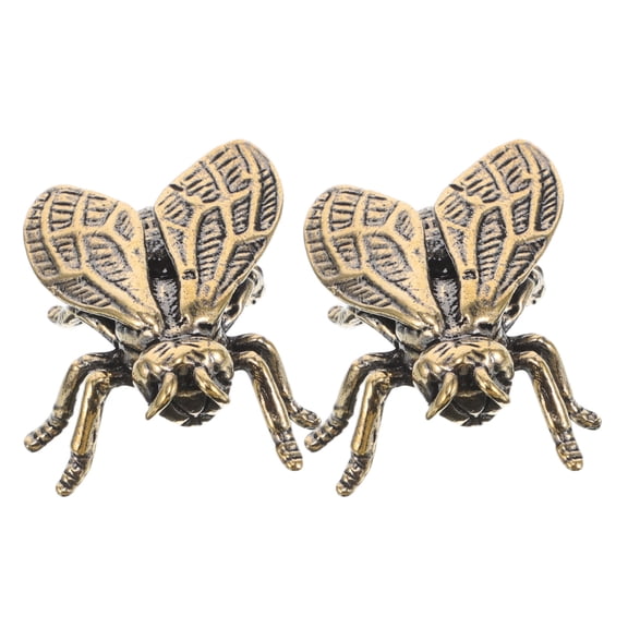 2pcs Brass Bee Figurines Antique Brass Insect Ornaments Home Decorative Accessories Metal Bee Toys Vintage Animal Statues Tea Pet Statue Collectible Brass Decor