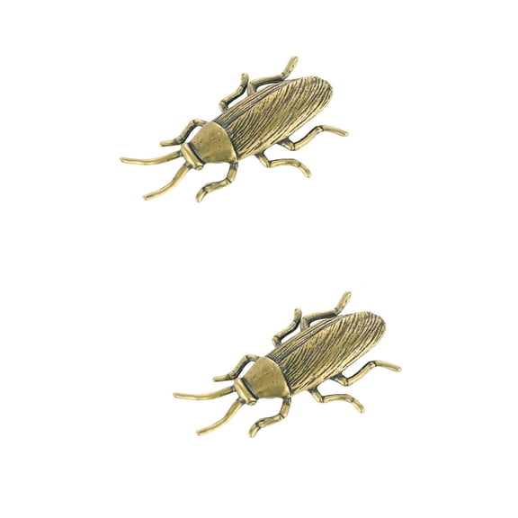 HOMEMAXS 2pcs Brass Figurine Figure Brass Miniature Figurine Desktop Ornament Prop for Home Office Decor Golden