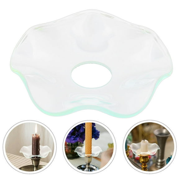 HOMEMAXS 2pcs Candle Drip Protectors Candlestick Candle Holder Clear Glass Plate Wax Catchers Taper Candle Holders For Table Centerpiece Dinner Table