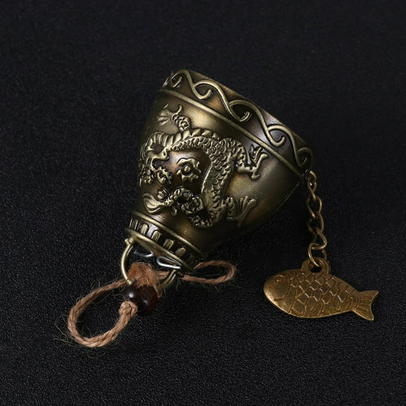 2pcs Chinese Traditional Feng Shui Wind Chime Dragon Pattern Alloy Wind Chimes Carp Pendant Outdoor Decor for Peace (Bronze)