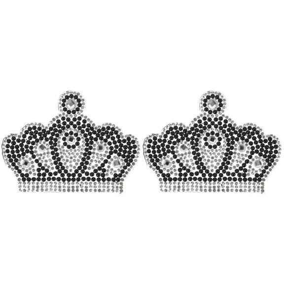 HOMEMAXS 2pcs Crown Patch Iron On Patch Embroidery Rhinestones Applique Decoration DIY Clothing Accessory