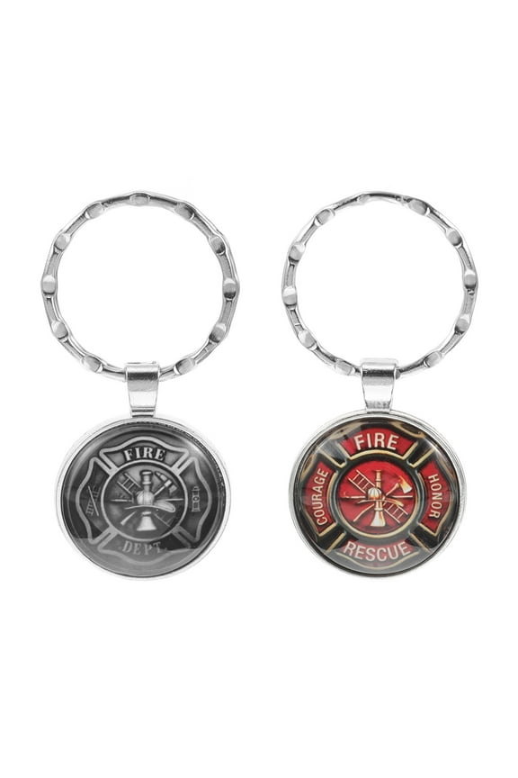 2pcs Delicate Firefighter Ornament Firefighter Keychain Metal Firefighter Keychain Pendant Metal Keychain Pendant Sturdy Firefighter Decoration Metal Keychain