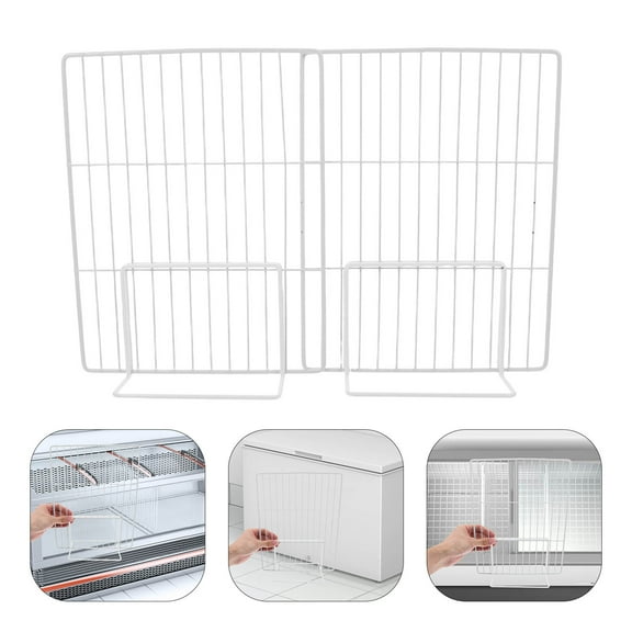 2pcs Freezer Wire Dividers for Refrigerator, Wire Mesh Basket Divider, Fridge Bin Partition Plate, Iron Wire Grid Organizer