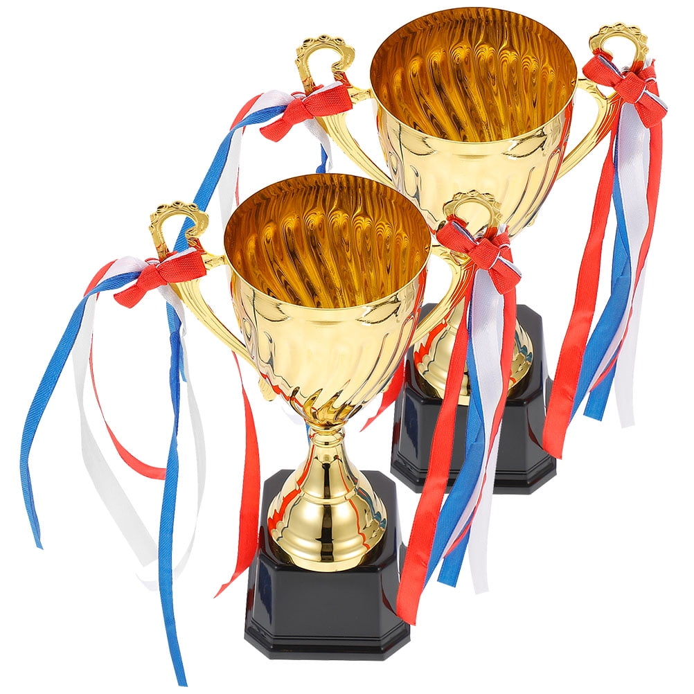 HOMEMAXS 2pcs Gold Award Trophy Portable Plastic Trophy Delicate Competition Winner Trophy