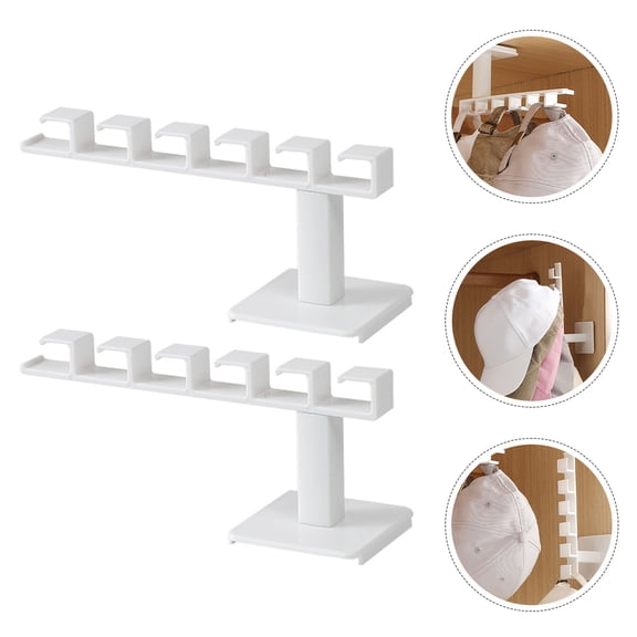 WEUVEB White ABS Hat Hooks, No Drilling, , Multifunctional, 2Pcs