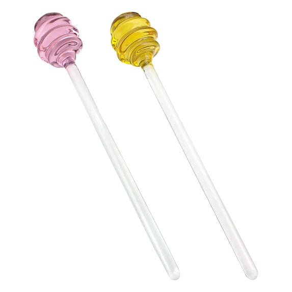 HOMEMAXS 2pcs Honey and Syrup Dippers Glass Honey Stirring Sticks Honey Server Spoon Honey Dispenser Spoon Mixing Tool for Stirring Tea Coffee Jam