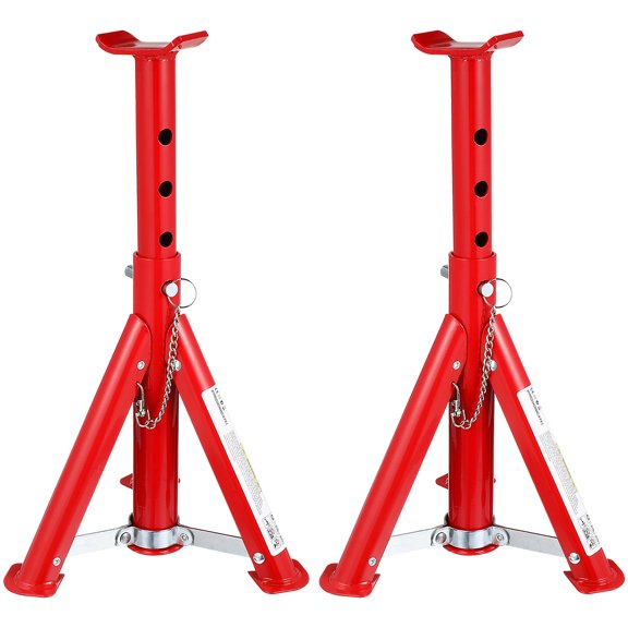 WEUVEB 2Pcs Jack Stands 3 Ton Capacity Red Adjustable Height Heavy Duty Car Repair Tools