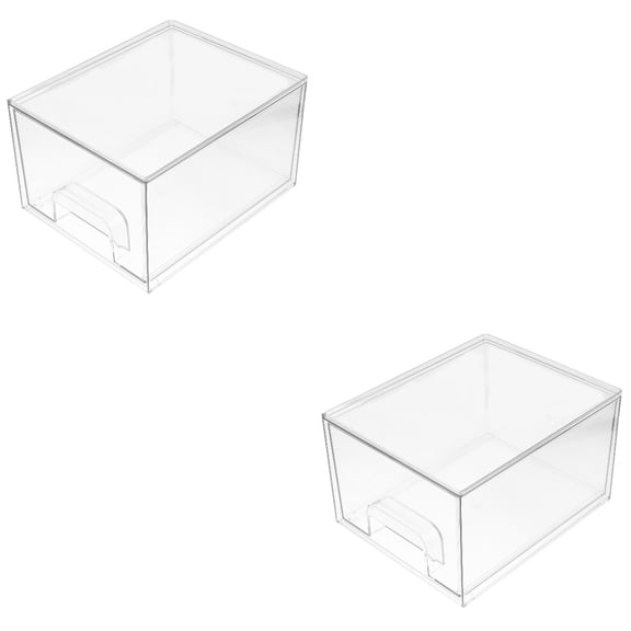HOMEMAXS 2pcs Make-up Storage Drawer Box Stackable Makeup Organizer Storage Drawer Storage Bin