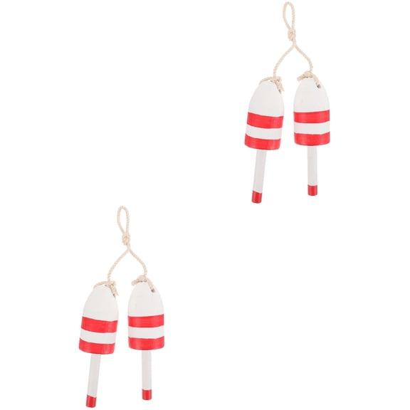 BEADCEST Mediterranean Wooden Wall Float Red Vintage Nautical Decor 2Pcs