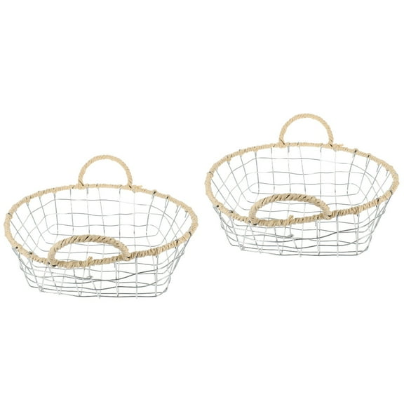 HOMEMAXS 2pcs Metal Wire Basket Storage Organizer Desktop Cosmetics Container Iron Storage Basket
