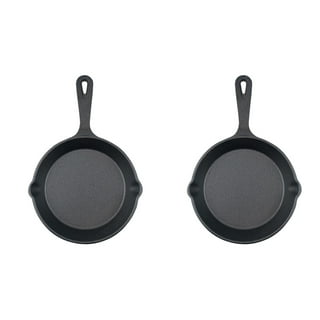 KUHA Mini cast Iron Skillets 4A - 4-Pack of Pre-Seasoned Miniature Skillets  - with 4 Small Silicone Trivets and cast Iron Scraper - b