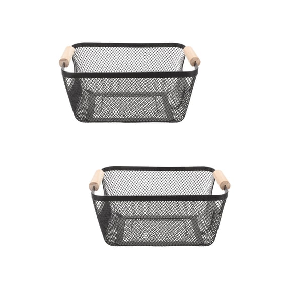 HOMEMAXS 2pcs Organizer Basket Wire Basket Decorative Iron Basket Shelf Basket With Handle