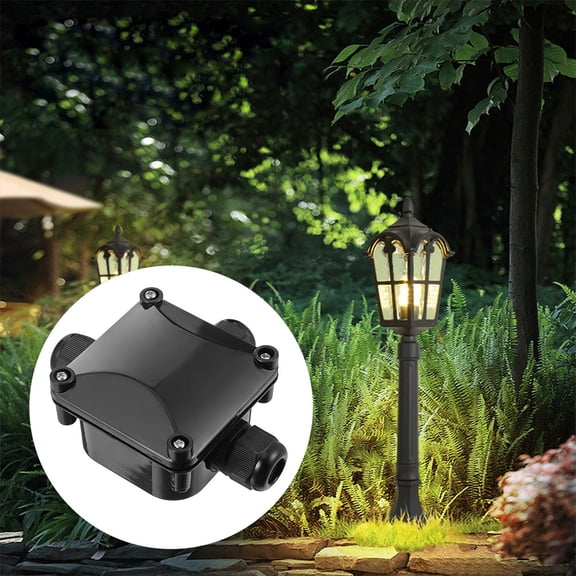 VERDANVERSE Outdoor Waterproof Connector Junction Box Black Plastic 2pcs