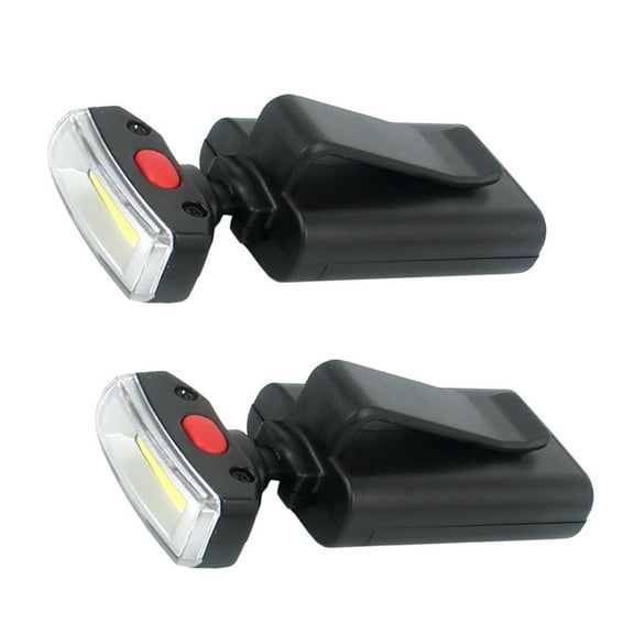 HOMEMAXS 2pcs Outdoor Pocket LED Light Clip On Hat Floodlights Hands-Free Baseball Hat Visor Lights (Black)