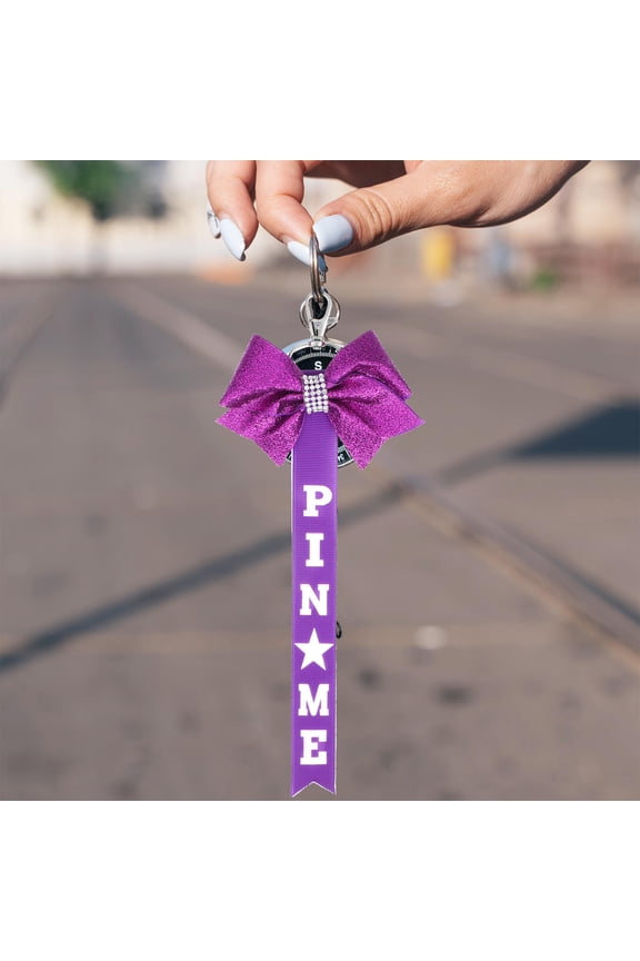 2pcs Pin Me Ribbon Cheer Bow Keychains Decorative Bow Backpack Charm Cheer Bag Decors Pin Me Bow Cheerleader Accessories