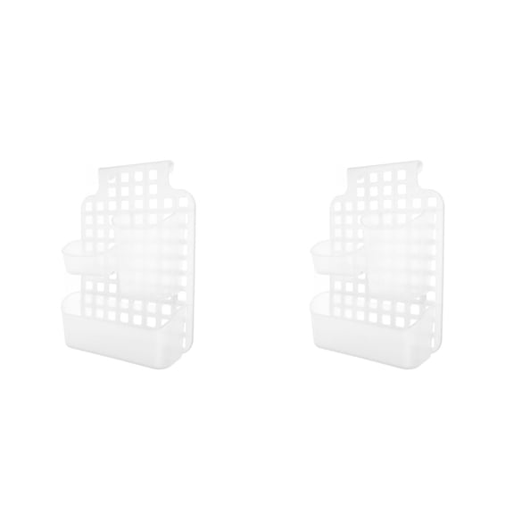 HOMEMAXS Masteelf 2-Pack Over Cabinet Door Organizer Double Layer Hanging Basket No Drill Bathroom Storage Wall Mounted Shower Rack White