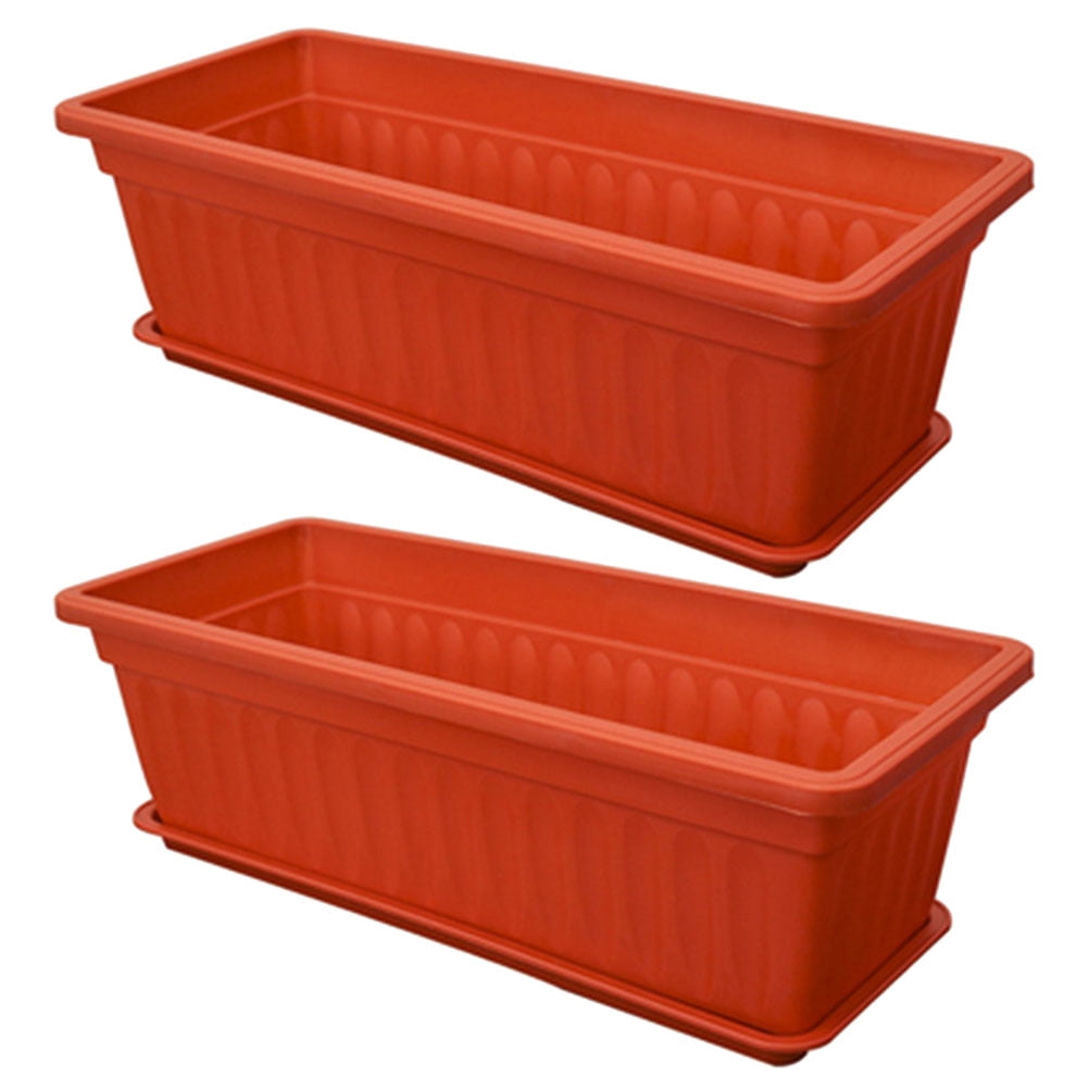HOMEMAXS 2pcs Plastic Vegetable Flower Planters Boxes Rectangular