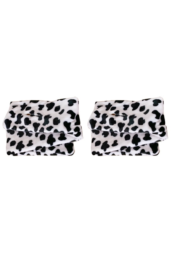 2pcs Plush Scarf Winter Warm Cross Tie Scarf Cow Spotted Neck Warmer Neckerchief