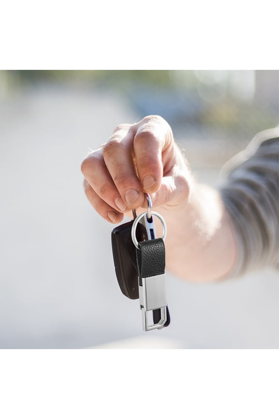 2pcs Pu Black Keychain Organizer For Men Key Holder With Key Ring Car Fob Key Keychain Holder For Men Car Keys And Everyday Use