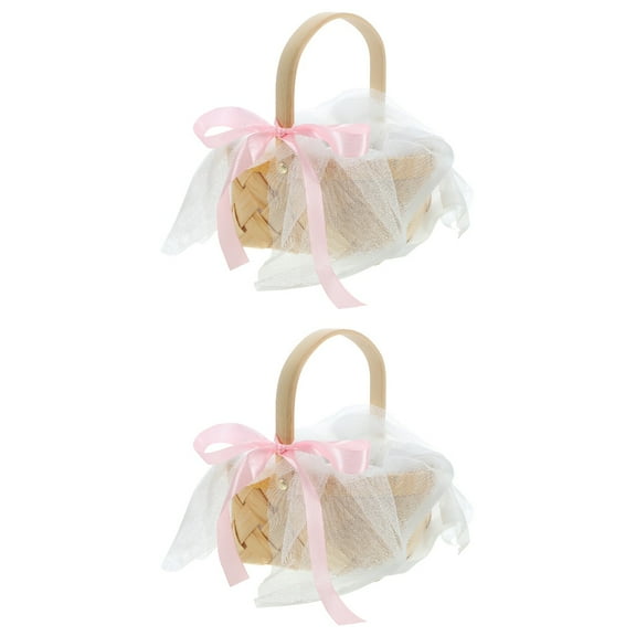 2pcs Flower Arrangement Basket Rattan Woven Artificial Flower Basket Gift Basket