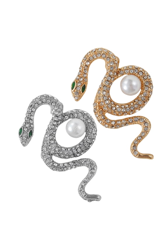 2pcs Retro Snake Brooch Pins For Women Stylish And Elegant Snake Jewelry Rhinestone Brooch Pin Set For Clothing Decoration
