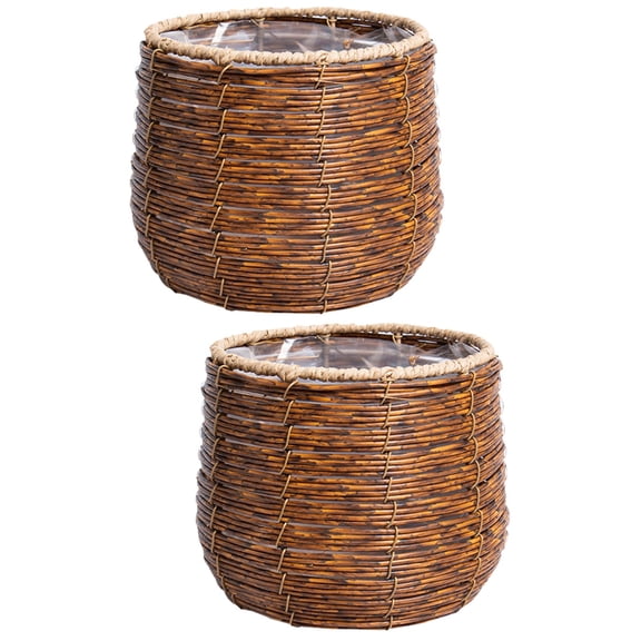 HOMEMAXS 2pcs Rattan Woven Storage Basket Vintage Small Woven Basket Breads Snacks Storage Organizer