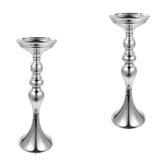 HOMEMAXS 2pcs Silver Table Centerpiece Vase Wedding Party Decorative Flower Vase Delicate Metal Flower Planter