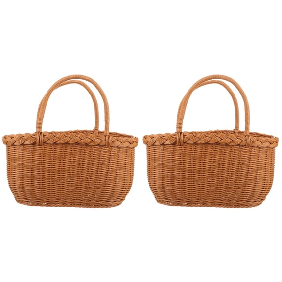 HOMEMAXS Set of 2 Rattan Simulation Fruit Storage Baskets, Picnic Basket, Photo Prop, Decorative Organizer