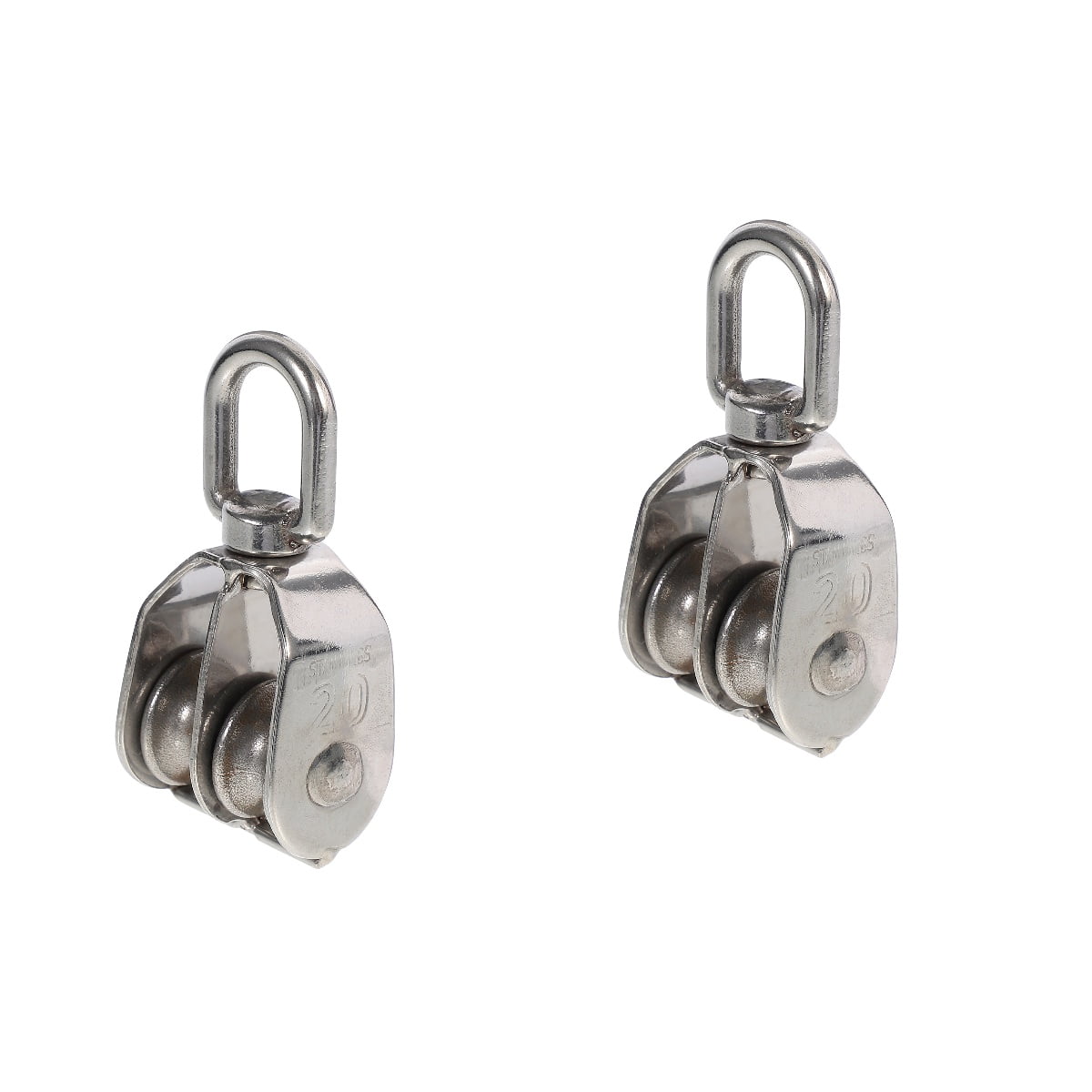 HOMEMAXS 2pcs Stainless Steel Pulley Rigging Wire Rope Double Pulley ...