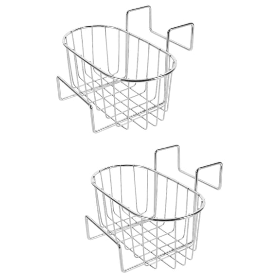 HOMEMAXS 2pcs Stainless Steel Sponge Holder Kitchen Sink Organizer Hanging Sink Drainer Rack Sink Basket Hanging Holder