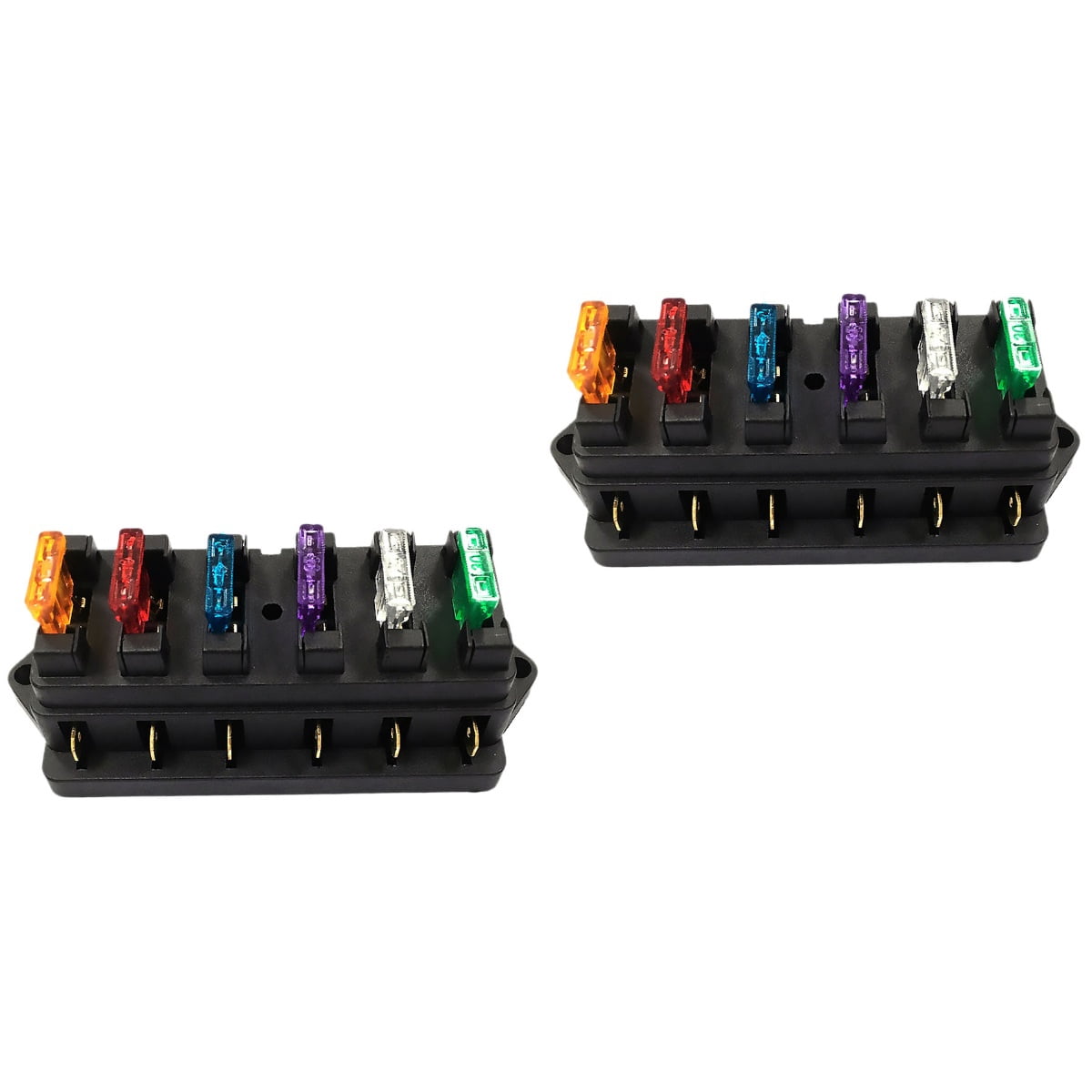 HOMEMAXS 2pcs Straight Row 6 Way Low Voltage Fuse Holder Automotive DC